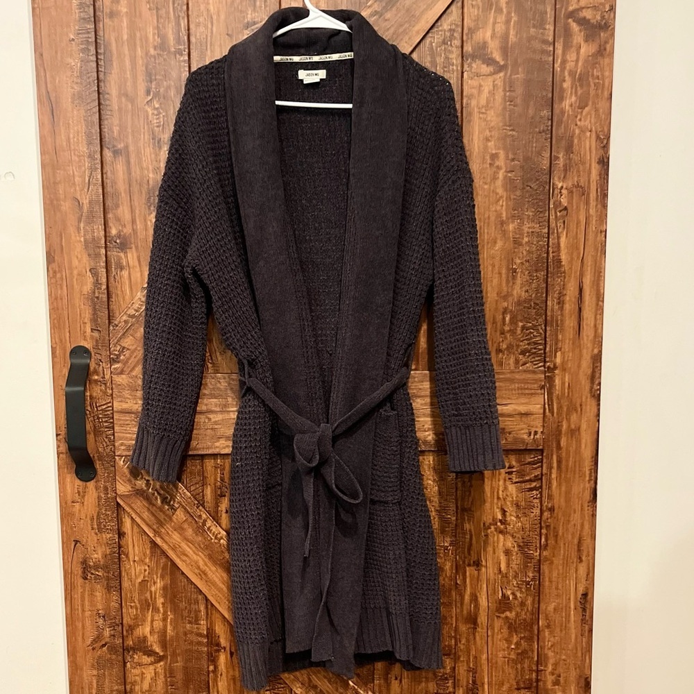 Jason wu gray cable knit ribbed robe womens size‎ large EUC